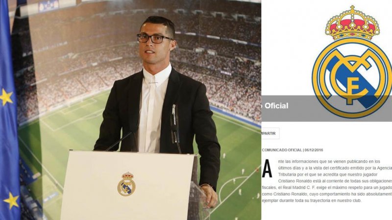 بیانیه باشگاه رئال مادرید در حمایت از رونالدو