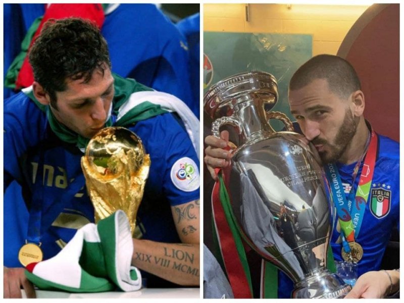 خواب خوش مدافعین ایتالیا با جام قهرمانی (عکس)