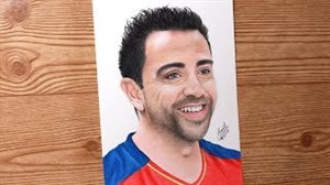 نقاشی زیبا از چهره ژاوی ستاره اسپانیا و بارسلونا