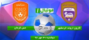خلاصه بازی کارون اروند خرمشهر 1 - مس کرمان 3