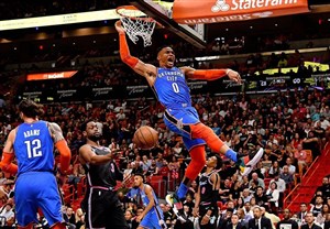 لیگ NBA|پیروزی تاندر با رکوردشکنی وستبروک